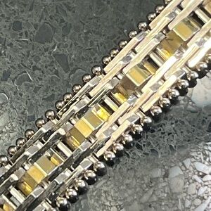 Gold sterling Silver diamond cut Riccio vintage link statement bracelet QVC